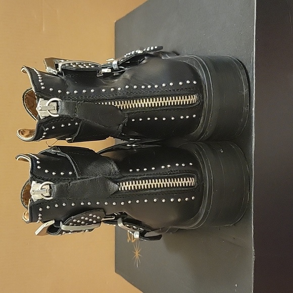 Black Leather Silver Studded Zara Boots - Picture 4 of 5